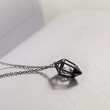 Sterling Silver Geometric Diamond INDEPENDENCE Heart Pendant Necklace